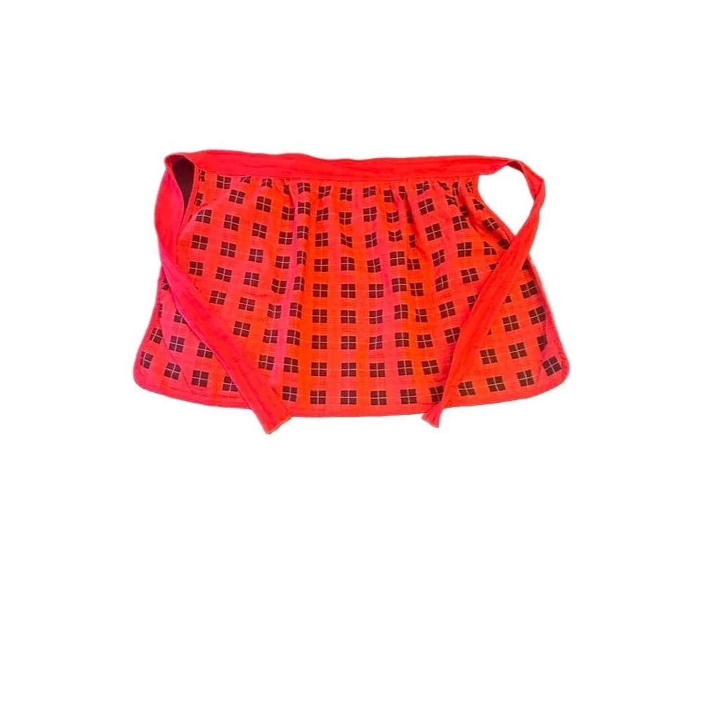 Vintage 1960s Red Plaid Child Apron 1962 Calendar